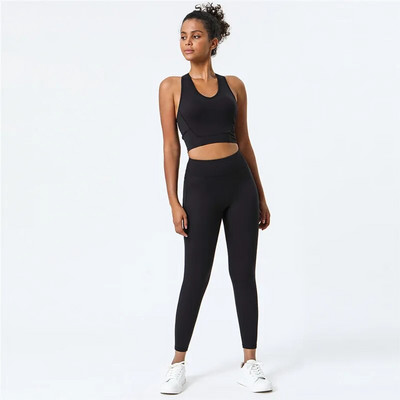 Jednobojni set za jogu u teretani Uske tajice Sportski fitnes Cross grudnjak Top 2 kom. Mekano sportsko odijelo Sveobuhvatna obuka Ženska sportska odjeća