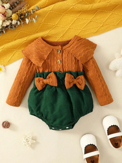 0-2 éves újszülött baba lányok alsónadrág tavaszi ősz tél nyitott hajtóka, hosszú ujjú színben illő aranyos tipegő kombiné