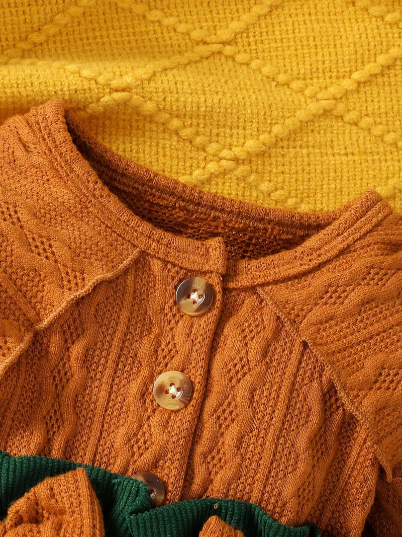 0-2 éves újszülött baba lányok alsónadrág tavaszi ősz tél nyitott hajtóka, hosszú ujjú színben illő aranyos tipegő kombiné