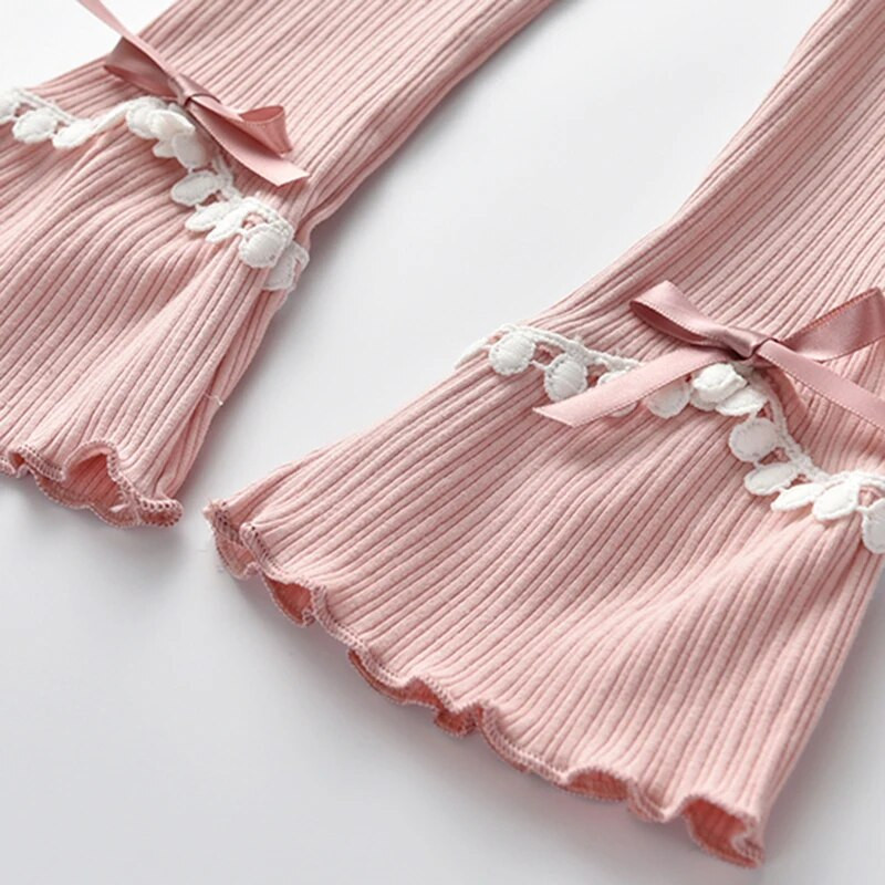 Meiteņu legingi jaunā mežģīņu bikšu versija mazas meitenes kokvilnas bikses ikdienas bikses mazulim 1-5 gadi pareizi