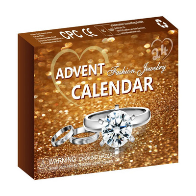 Комплект бижута Адвент календар за жени 2023 Коледна мода Гривна Колие Пръстени Обеци Коледа Изненада Подарък за съпруга