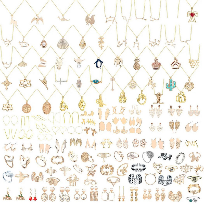 Juvelierizstrādājumu komplekts Adventes kalendārs sievietēm 2023. gada Ziemassvētku modes rokassprādzes kaklarotas gredzeni auskari Ziemassvētku pārsteiguma dāvana sievai