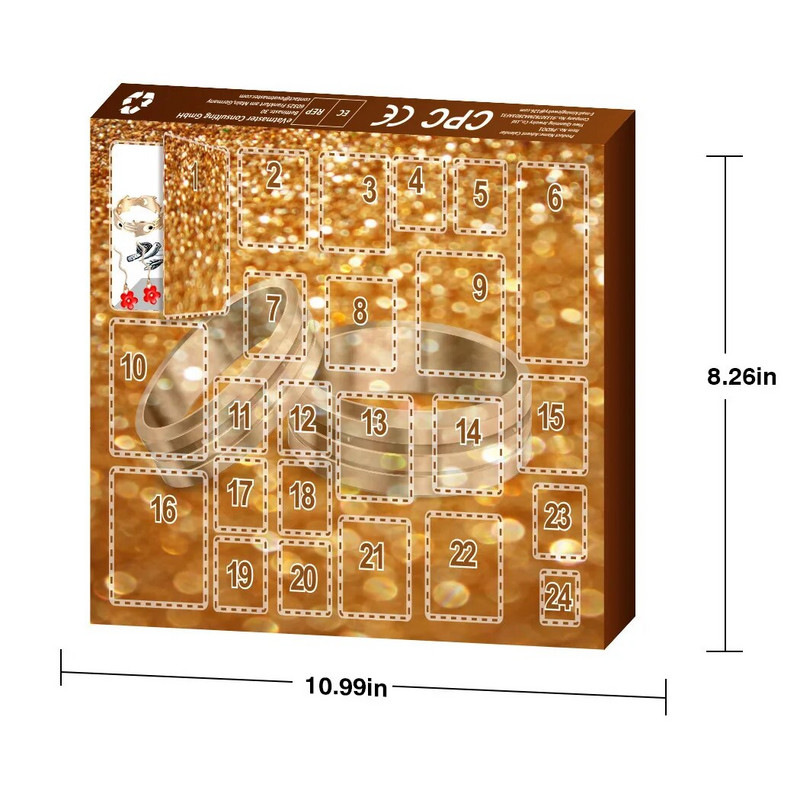 Juvelierizstrādājumu komplekts Adventes kalendārs sievietēm 2023. gada Ziemassvētku modes rokassprādzes kaklarotas gredzeni auskari Ziemassvētku pārsteiguma dāvana sievai
