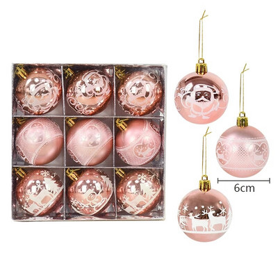 9Pcs 6cm Velike zlatne božićne kuglice Velika kuglica za božićno drvce Viseći privjesak Božićni dekor za dom Navidad Nova godina