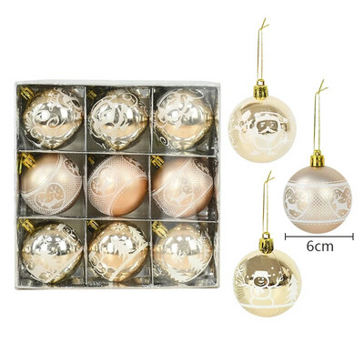 9Pcs 6cm Velike zlatne božićne kuglice Velika kuglica za božićno drvce Viseći privjesak Božićni dekor za dom Navidad Nova godina