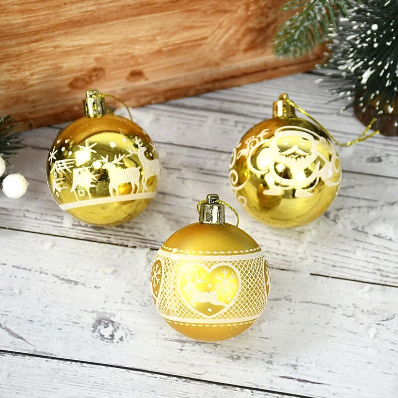 9Pcs 6cm Velike zlatne božićne kuglice Velika kuglica za božićno drvce Viseći privjesak Božićni dekor za dom Navidad Nova godina