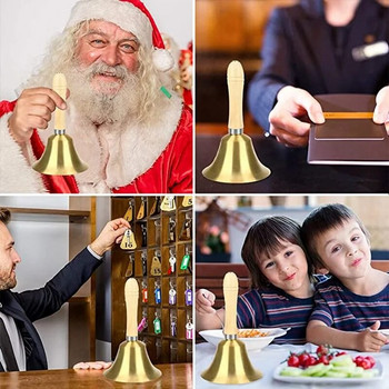 Δημιουργικό χριστουγεννιάτικο ξύλινο κουδούνι χεριών με τραγανό τόνο Άγιου Βασίλη Jingle Bells Προσοχή Ατραξιόν Σχολικό Γαμήλιο πάρτι
