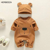 Pavasaris Rudens Jaundzimušais Apģērbs Jaundzimušajiem Kombinezoni lāča apdruka Zīdaiņu bikses Bērnu Kombinezoni ar garām piedurknēm Zīdaiņu apģērbi