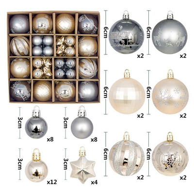 Kalėdų kamuoliukų rinkinys puikiai tinka kabinti dekoracijas ir mažų gyvūnų žaislus Mėlynas auksas ir geležies pilkas šampano auksas