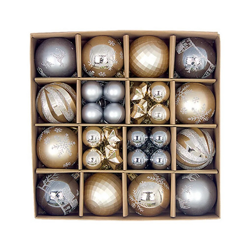 Kalėdų kamuoliukų rinkinys puikiai tinka kabinti dekoracijas ir mažų gyvūnų žaislus Mėlynas auksas ir geležies pilkas šampano auksas