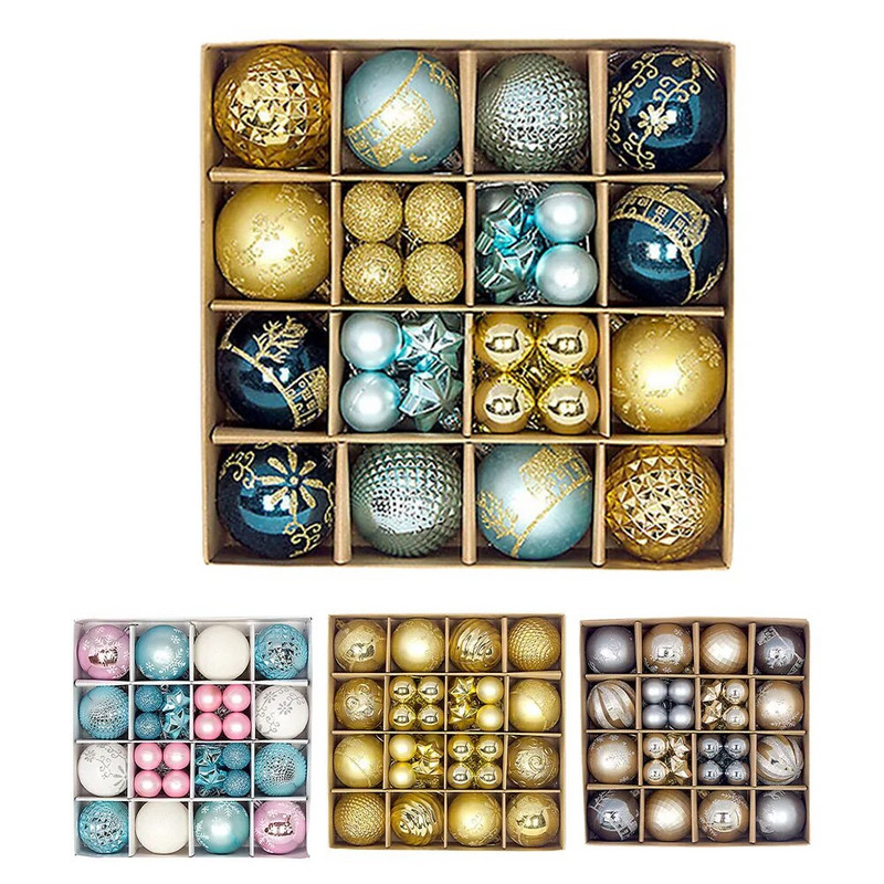 Kalėdų kamuoliukų rinkinys puikiai tinka kabinti dekoracijas ir mažų gyvūnų žaislus Mėlynas auksas ir geležies pilkas šampano auksas