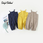 Šareni dječji pamučni kombinezon s prtljažnikom Jednobojne hlače s prtljažnikom za dječake i djevojčice Proljeće Jesen Ležerne široke hlače za dojenčad