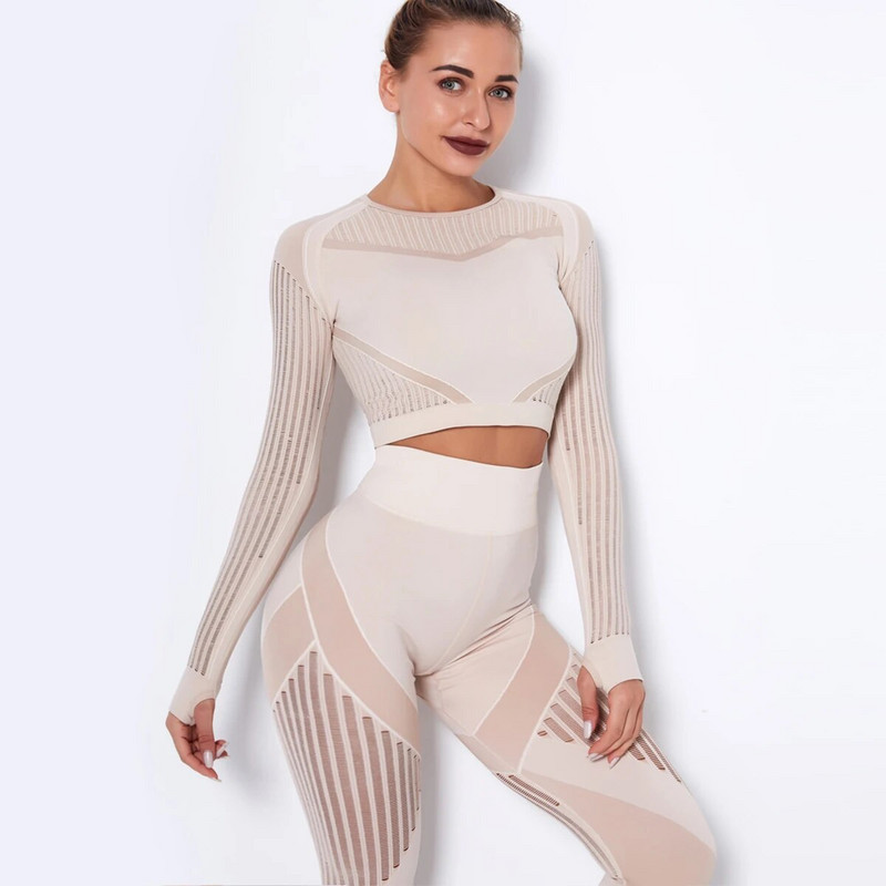 Ženski set za jogu Odjeća za teretanu Žensko sportsko odijelo za fitness Odjeća za trčanje Top za jogu + tajice Ženska bešavna odijela za jogu za teretanu