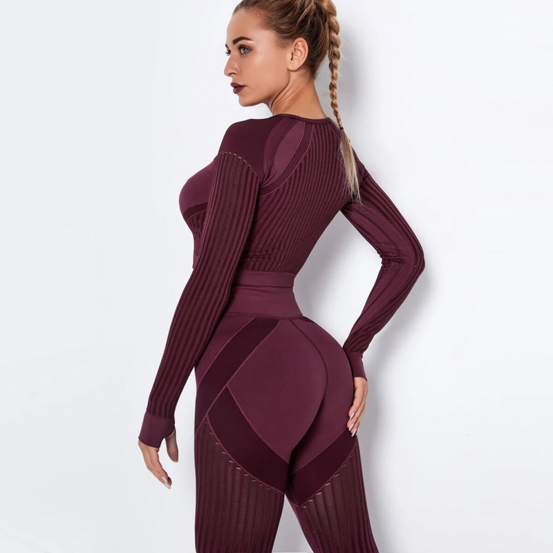 Ženski set za jogu Odjeća za teretanu Žensko sportsko odijelo za fitness Odjeća za trčanje Top za jogu + tajice Ženska bešavna odijela za jogu za teretanu