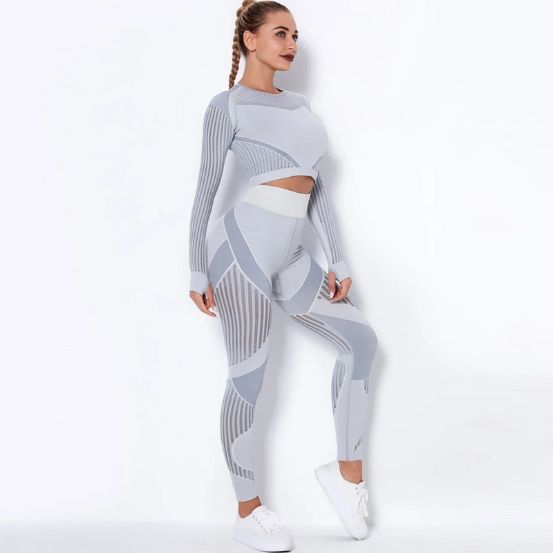 Ženski set za jogu Odjeća za teretanu Žensko sportsko odijelo za fitness Odjeća za trčanje Top za jogu + tajice Ženska bešavna odijela za jogu za teretanu