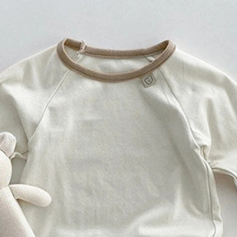 Bērnu apģērbi vienkrāsaini naktsveļa ar garām piedurknēm Zēnu apģērbi kokvilnas jaundzimušo apģērbi Mazuļu kostīmi zīdaiņu bodiji 0-18M