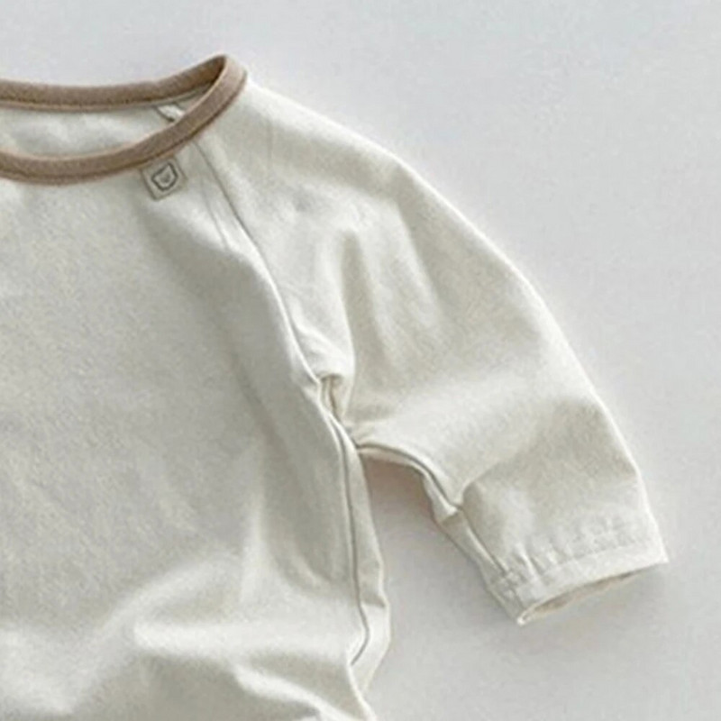 Bērnu apģērbi vienkrāsaini naktsveļa ar garām piedurknēm Zēnu apģērbi kokvilnas jaundzimušo apģērbi Mazuļu kostīmi zīdaiņu bodiji 0-18M