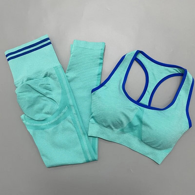 Seamless Sieviešu jogas komplekts Treniņš Sporta apģērbs Sporta zāle Apģērbs Fitness Krūšturis Augsts Viduklis Legingi Sporta Uzvalks Treniņtērps Sports Īss komplekts