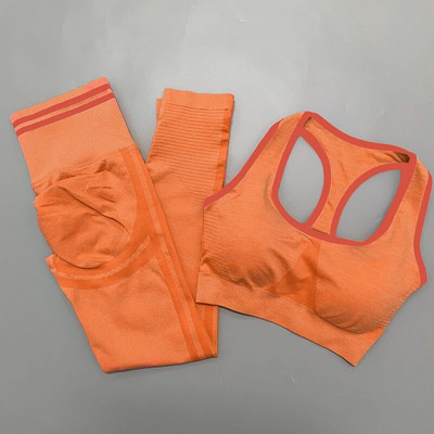 Seamless Sieviešu jogas komplekts Treniņš Sporta apģērbs Sporta zāle Apģērbs Fitness Krūšturis Augsts Viduklis Legingi Sporta Uzvalks Treniņtērps Sports Īss komplekts