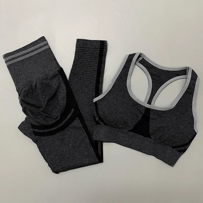 Seamless Sieviešu jogas komplekts Treniņš Sporta apģērbs Sporta zāle Apģērbs Fitness Krūšturis Augsts Viduklis Legingi Sporta Uzvalks Treniņtērps Sports Īss komplekts