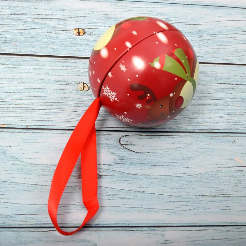 Božićna poklon kutija Božićna željezna kugla Okrugla kugla Kutija za slatkiše Pakiranje božićnih slatkiša Pakiranje limene kutije