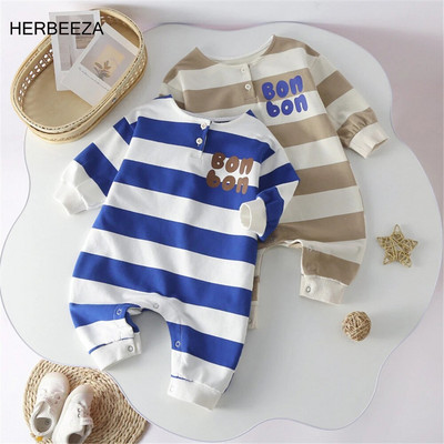 Stripe Baby Boy ruhák Bear Print Baba nadrág tavaszi őszi és gyermek overál hosszú ujjú csecsemő kombiné 0-18 hónapig