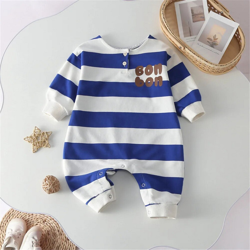Stripe Baby Boy ruhák Bear Print Baba nadrág tavaszi őszi és gyermek overál hosszú ujjú csecsemő kombiné 0-18 hónapig