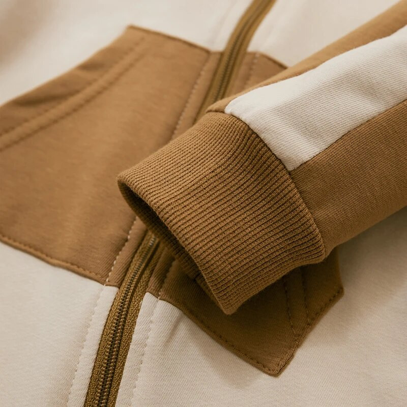 Zīdaiņu, meiteņu, zēnu, rudens, ziemas bērnu drēbes, pilna garuma kombinezons, kontrastējošas krāsas kapuci, kombinezons ar rāvējslēdzēju