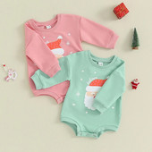 Ziemassvētki, mazuļi, meitenes, zēni, sporta krekli, bikses, apģērbi, burti Ziemassvētku vecīša sniegpārsliņa, apdruka ar apkakli, garām piedurknēm, mazuļu Ziemassvētku bodi