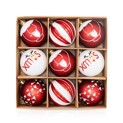 9gab Ziemassvētku dekoratīvās bumbiņas zaļas Ziemassvētku eglītes piekariņi sarkani sniegpārsliņu zari stils mājas Ziemassvētku ballītes noformējums rotaļlietu bumbas