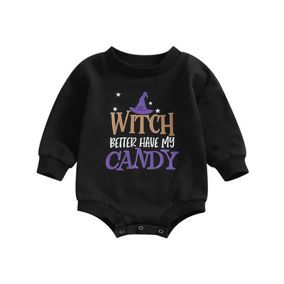 Jaundzimušie Zēni Zēni Meitenes Halovīni Rotaļbikses Apģērbi Cepures Burtu apdruka Brīvi Garām Piedurknēm Džemperi Ar O veida kakla izgriezumu Džemperi Kombinezoni Spēļu tērpi