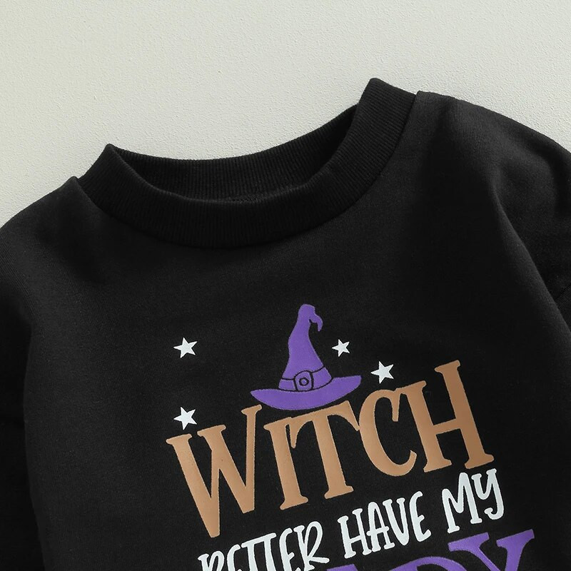 Jaundzimušie Zēni Zēni Meitenes Halovīni Rotaļbikses Apģērbi Cepures Burtu apdruka Brīvi Garām Piedurknēm Džemperi Ar O veida kakla izgriezumu Džemperi Kombinezoni Spēļu tērpi