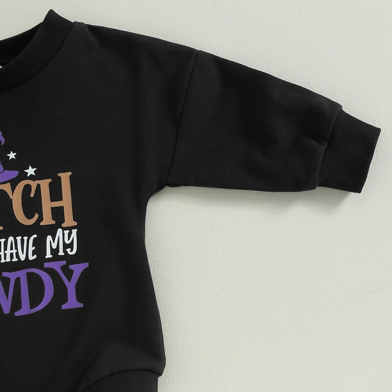 Jaundzimušie Zēni Zēni Meitenes Halovīni Rotaļbikses Apģērbi Cepures Burtu apdruka Brīvi Garām Piedurknēm Džemperi Ar O veida kakla izgriezumu Džemperi Kombinezoni Spēļu tērpi