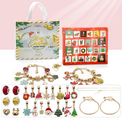 Božićni adventski kalendar 24 dana Božićno odbrojavanje DIY komplet narukvica za djevojčice Kalendar iznenađenja Slijepa kutija Pokloni 2024.