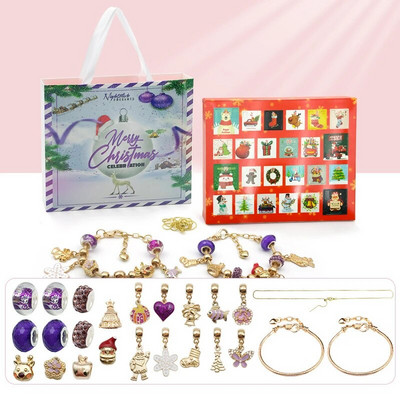 Božićni adventski kalendar 24 dana Božićno odbrojavanje DIY komplet narukvica za djevojčice Kalendar iznenađenja Slijepa kutija Pokloni 2024.