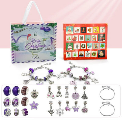 Božićni adventski kalendar 24 dana Božićno odbrojavanje DIY komplet narukvica za djevojčice Kalendar iznenađenja Slijepa kutija Pokloni 2024.