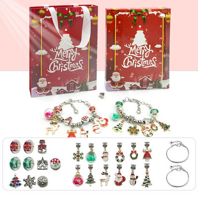 Božićni adventski kalendar 24 dana Božićno odbrojavanje DIY komplet narukvica za djevojčice Kalendar iznenađenja Slijepa kutija Pokloni 2024.