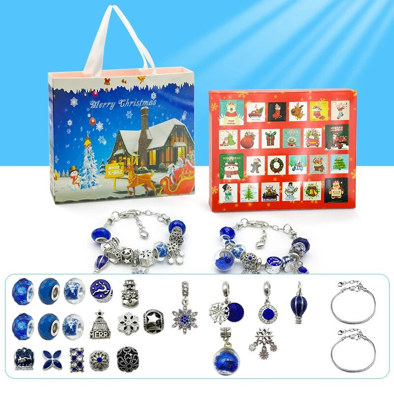 Božićni adventski kalendar 24 dana Božićno odbrojavanje DIY komplet narukvica za djevojčice Kalendar iznenađenja Slijepa kutija Pokloni 2024.