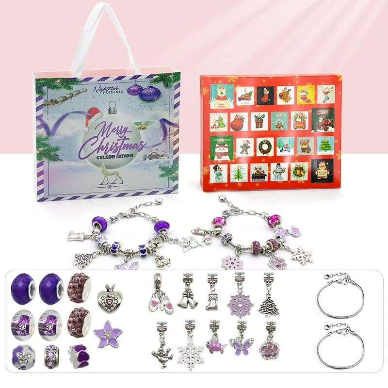 Božićni adventski kalendar 24 dana Božićno odbrojavanje DIY komplet narukvica za djevojčice Kalendar iznenađenja Slijepa kutija Pokloni 2024.