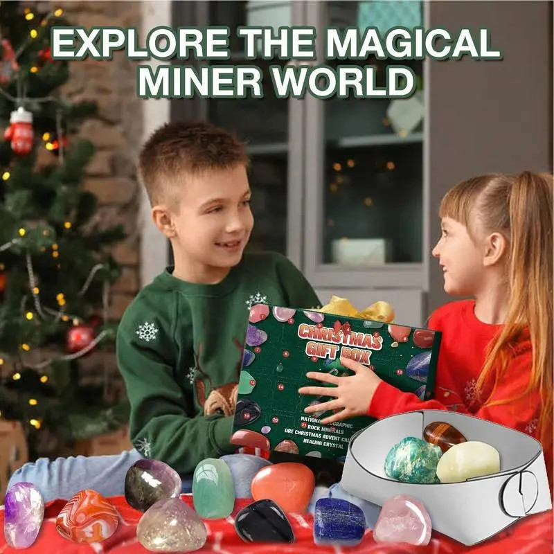 Kristalni adventski kalendar 2022. 24-dnevni božićni set za prikupljanje igračaka od prirodne rude za božićno uređenje doma i vrta