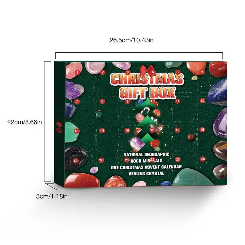 Kristalni adventski kalendar 2022. 24-dnevni božićni set za prikupljanje igračaka od prirodne rude za božićno uređenje doma i vrta
