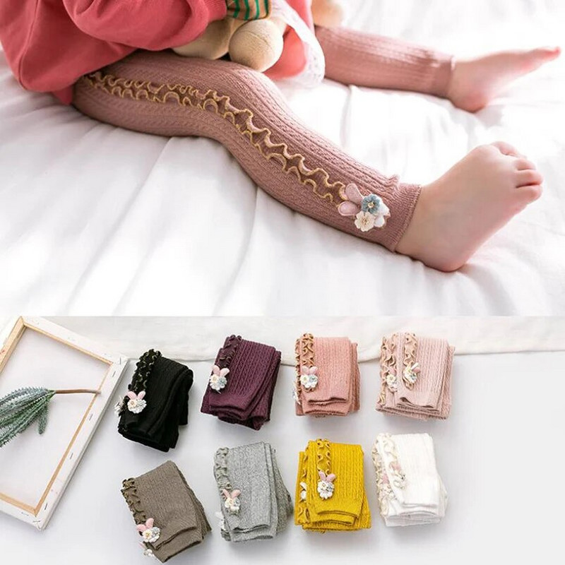 Čipkaste hlače za djevojčice s dizajnom zečića iz crtića Odjeća za proljeće i jesen Pamučno pletivo za djecu Tajice za malu djecu Hlače za djevojčice Dječja odjeća