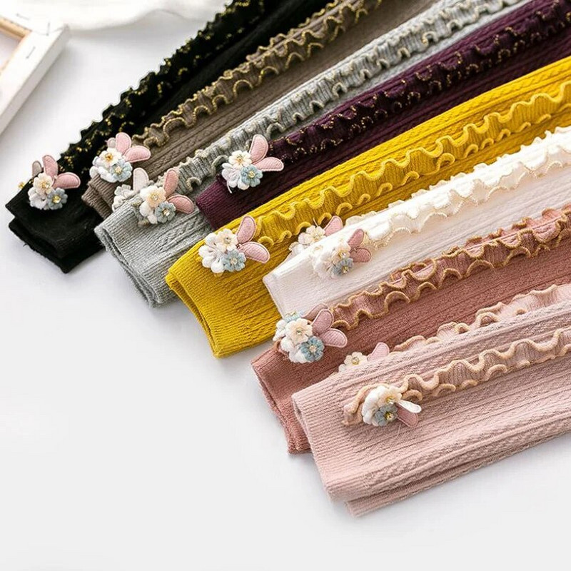 Čipkaste hlače za djevojčice s dizajnom zečića iz crtića Odjeća za proljeće i jesen Pamučno pletivo za djecu Tajice za malu djecu Hlače za djevojčice Dječja odjeća