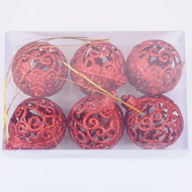 6 τμχ Χριστουγεννιάτικες μπάλες γκλίτερ μπιχλιμπίδια Καλά Χριστουγεννιάτικα κρεμαστά μενταγιόν για το νέο έτος 2024 Navidad Διακόσμηση σπιτιού