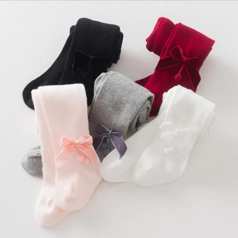 Prekrasne udobne baršunaste najlonske čarape za djevojčice s pompom i dizajnom za djevojčice Proljeće jesen Dječje pamučne pletene tajice za djevojčice čarape