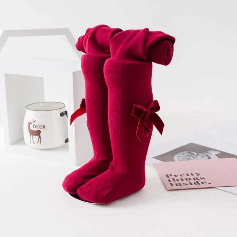 Prekrasne udobne baršunaste najlonske čarape za djevojčice s pompom i dizajnom za djevojčice Proljeće jesen Dječje pamučne pletene tajice za djevojčice čarape