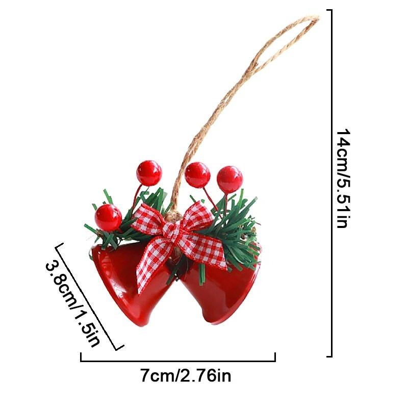 Ziemassvētku zvana kulons tauriņš, piekarināms dubultā trompetes zvans Ziemassvētku eglītes rotājums Jaungada ballītes gaisotnes dekors mājas rotājumi