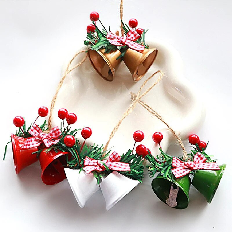 Ziemassvētku zvana kulons tauriņš, piekarināms dubultā trompetes zvans Ziemassvētku eglītes rotājums Jaungada ballītes gaisotnes dekors mājas rotājumi