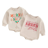 Novorođenčad Dječaci Djevojčice Božićne štrample Odjeća 0-18M Slovo Široke majice dugih rukava Kombinezoni Božićni kostim