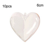 10 gab. Caurspīdīgas plastmasas sirds bumba Ziemassvētku balle, caurspīdīga koka kulons, DIY dekors veikala dekorēšanai